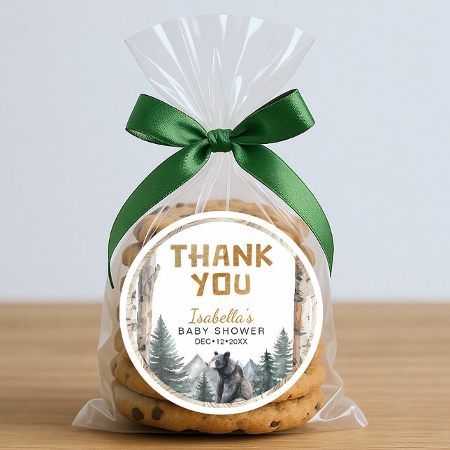 Adesivo Oh Boy Woodland Bear | Chá de fraldas Obrigado (Thank you favor sticker)