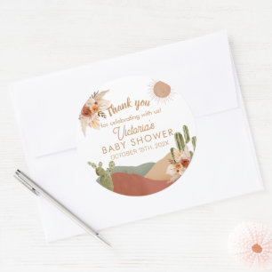 Adesivo Oh Chá de fraldas Redondo de Garoto   Boho Southwe