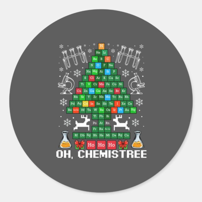 Adesivo Oh Chemistree Christmas Chemistry Periódico (Frente)
