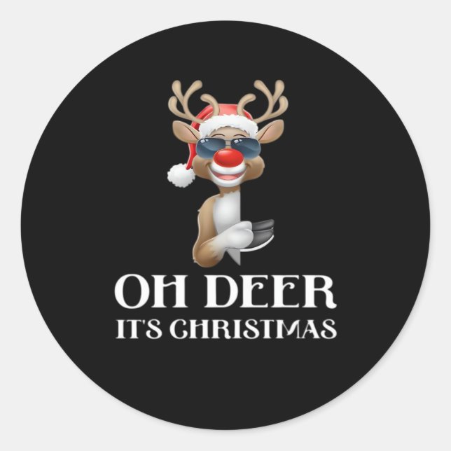Adesivo Oh Deer Its Christmas Reindeer Style  (Frente)
