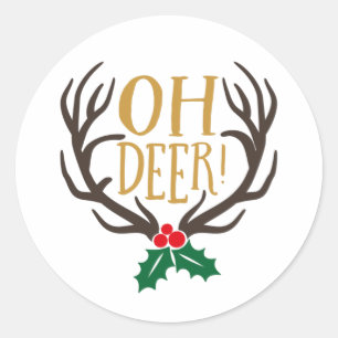 Adesivo Oh Deer Reindeer Com Antlers Para O Natal