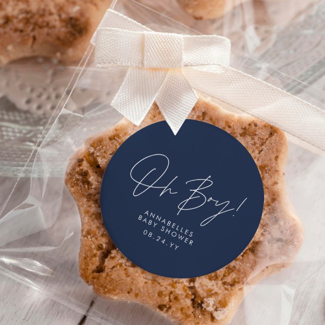 Adesivo oh garoto script Chá de fraldas marinho azul elega (Criador carregado)