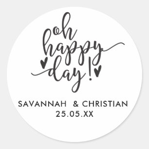 Adesivo Oh Happy Day Script Personalizado Vinheta de Casam