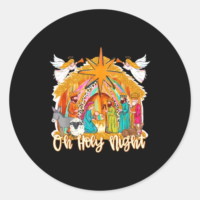 Adesivo Oh Holy Night Christian Nativity Scene Christmas R (Frente)