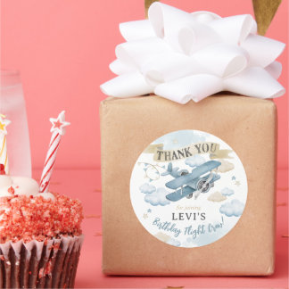 Adesivo Oh How Time Flies Airplane Birthday Party Favor