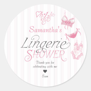 Adesivo Oh La La Preppy Rosa Renda Lingerie Chá de Noiva