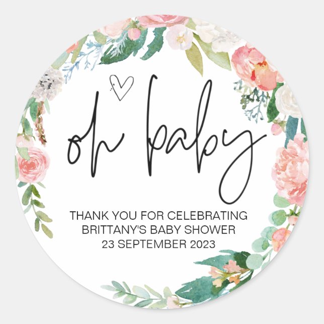 Adesivo Oh Menina Bonitinha Festa de Chá de fraldas Bonita (Frente)