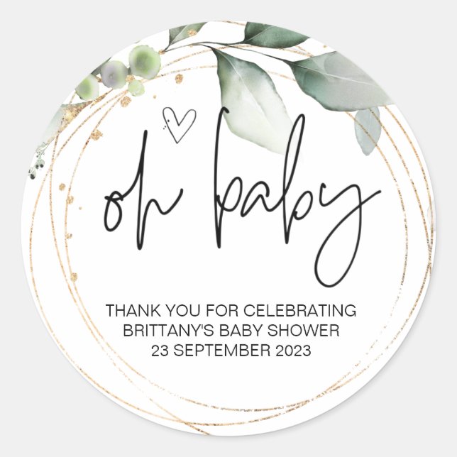 Adesivo Oh Menina Garota Bonita Chá de fraldas Simples Ele (Frente)