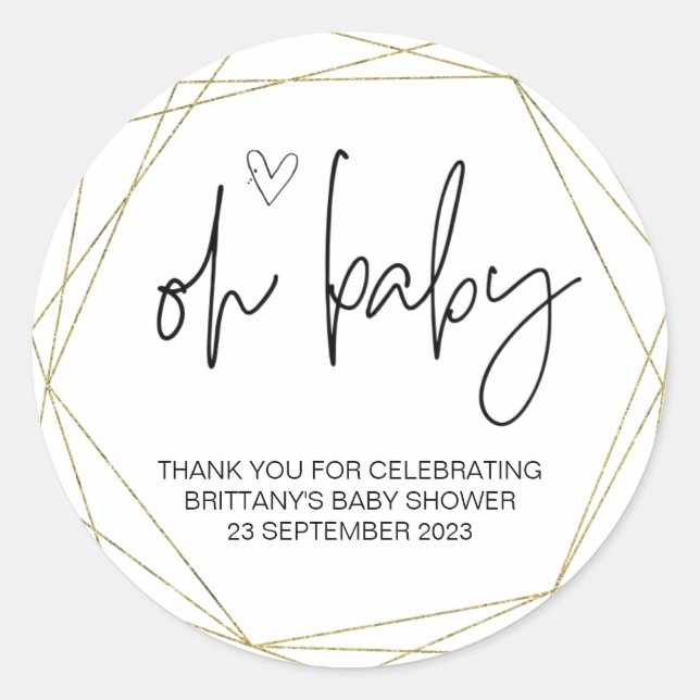 Adesivo Oh Menina Garota Bonita Chá de fraldas Simples Ele (Frente)