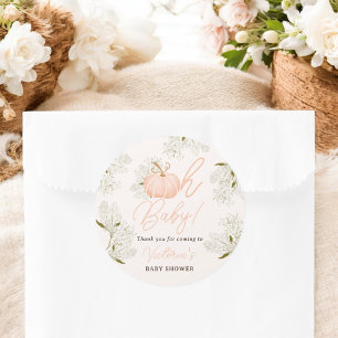 Adesivo Oh obrigado floral de abóbora rosa, seu chá de fra