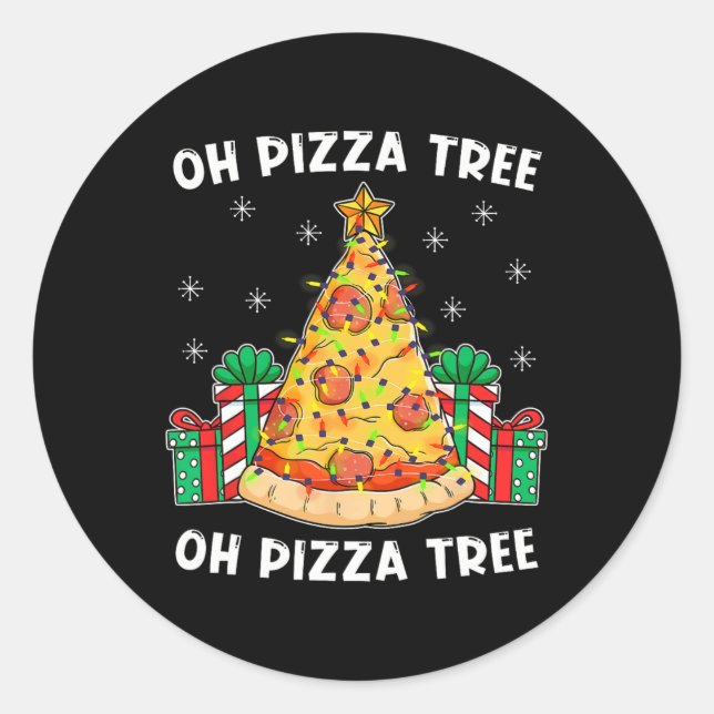 Adesivo Oh Pizza Tree Xmas Comida de Natal presente Pizza  (Frente)