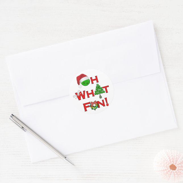 Adesivo Oh, que Natal divertido Pickleball Verde e Branco (Envelope)