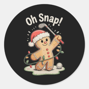 Adesivo Oh Snap Biscoito de Gengibre Golfista Golfe Natal