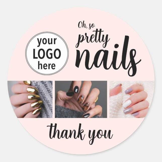 Adesivo Oh So Pretty Nail Artist Pink Script Logo Photo (Frente)