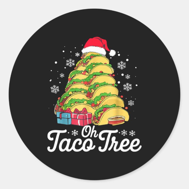 Adesivo Oh Taco Tree Christmas Cute Xmas Mexican Food Love (Frente)