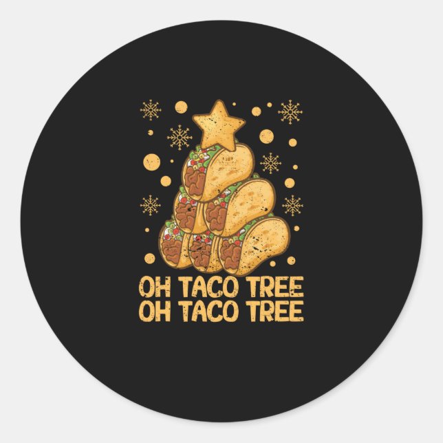 Adesivo Oh Taco Tree Christmas Pajamas Xmas Mexican Food (Frente)