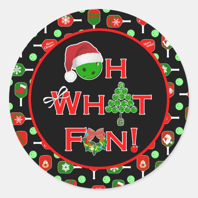 Adesivo Oh What Fun Christmas Pickleball Paddles Black (Frente)