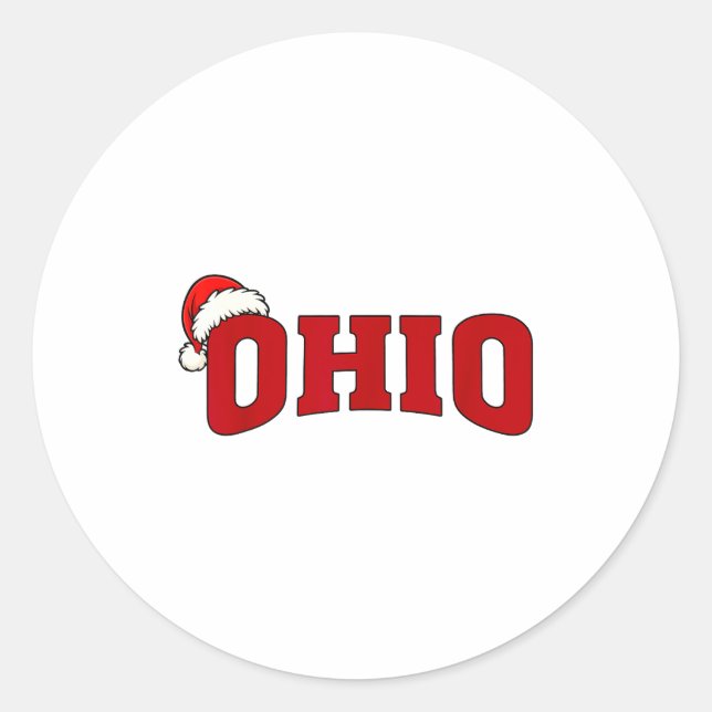 Adesivo Ohio Christmas Santa Hat Retro Throwback Souvenir  (Frente)