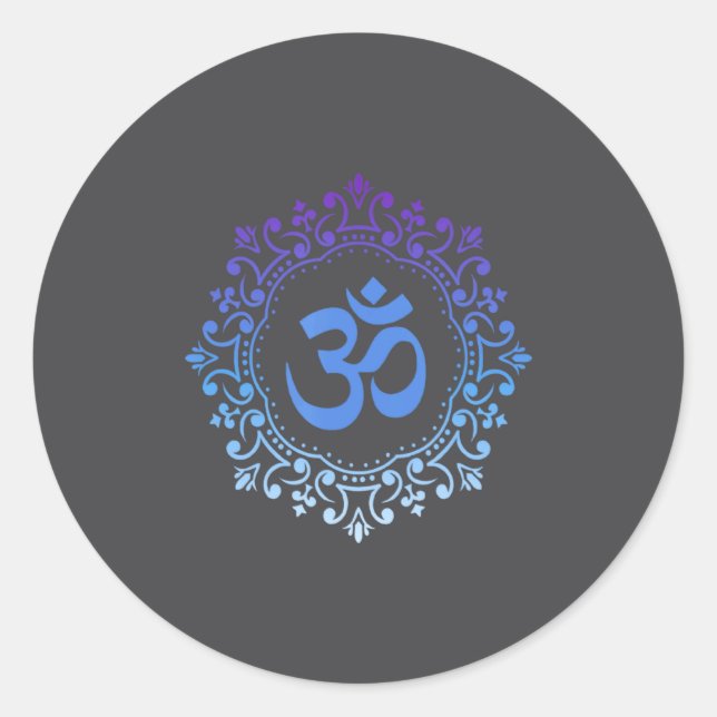 Adesivo Ohm Yoga New Age Purple And Blue Mandala Sound Bat (Frente)