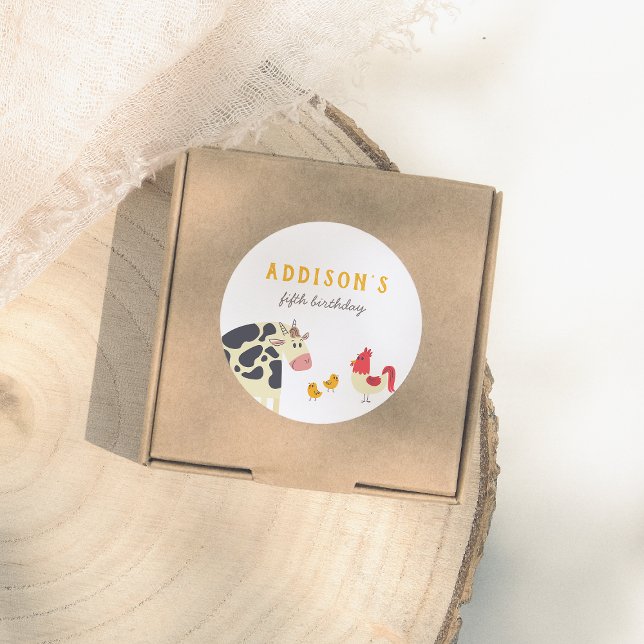 Adesivo Oink Baa Quack Moo Farm Animals Birthday Party (Criador carregado)