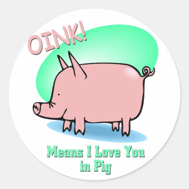 Adesivo Oink quer dizer que te amo (Frente)
