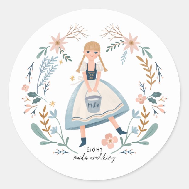 Adesivo Oito empregadas ordenhando 12 dias de folga de Nat (Frente)