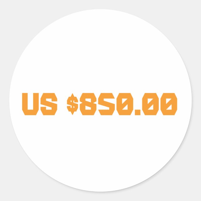 Adesivo Oitocentos e cinquenta dólares (Frente)