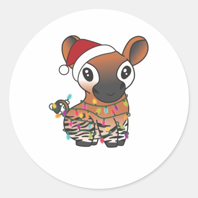 Adesivo Okapi Christmas Snow Winter Animais Okapis (Frente)