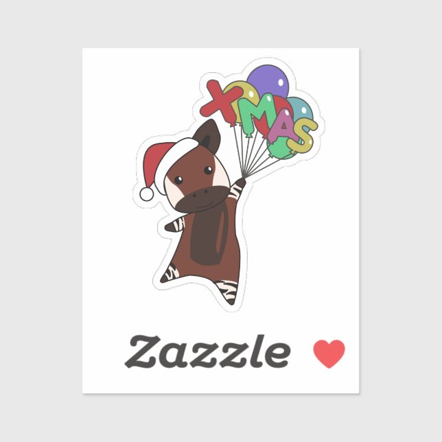 Adesivo Okapi Christmas Snow Winter Animais Okapis Sticker (Folha)