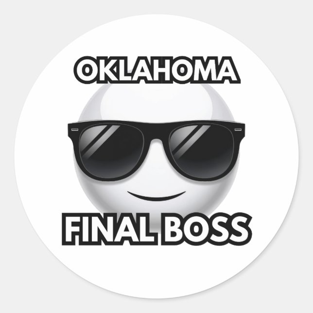 Adesivo Oklahoma Final Boss Cool Emoji Sticker (Frente)