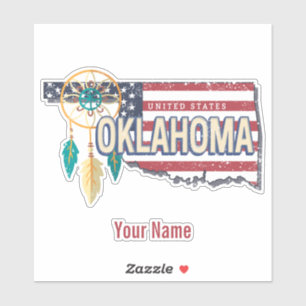 Adesivo Oklahoma United States Retro Map Vintage EUA