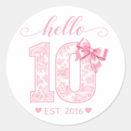 Adesivo Olá 10 Aniversário | Rosa Olá 10 Ano Personalizado