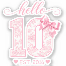 Adesivo Olá 10 Aniversário | Rosa Olá 10 Ano Personalizado