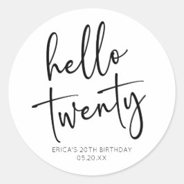 Adesivo Olá, 20 20 Festa de aniversário minimalista