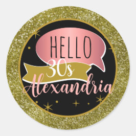 Adesivo olá 30 Personalizado aniversário de 30 anos brilho