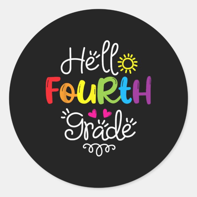 Adesivo Olá 4º ano de diversão 4º ano de volta à escola G (Frente)