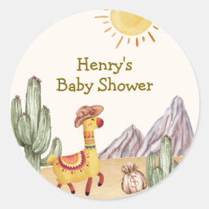 Adesivo Olá Baby Desert Cactus Llama Cowboy Chá de fraldas
