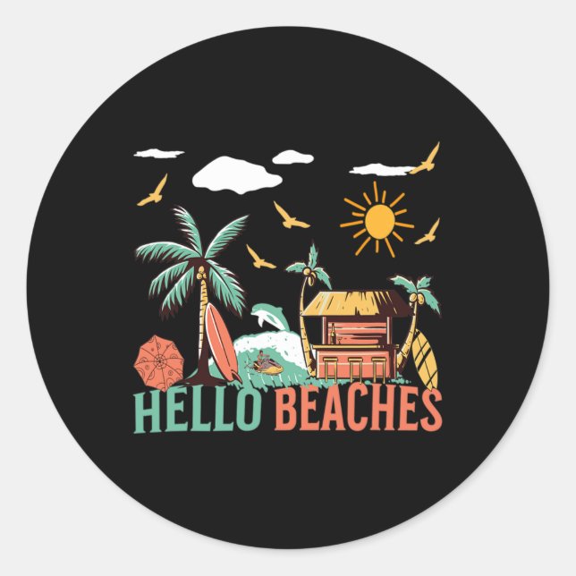 Adesivo Olá Beaches Hello Summer Good (Frente)