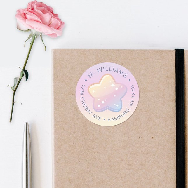 Adesivo Olá Bebê Rainbow E Stars Pastel Endereço (Criador carregado)