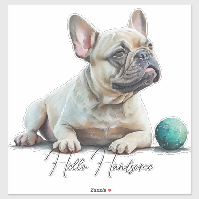 Adesivo Olá Bulldog Francês (Folha)