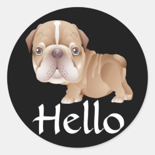 Adesivo Olá cachorro de Bulldog Inglês Preto
