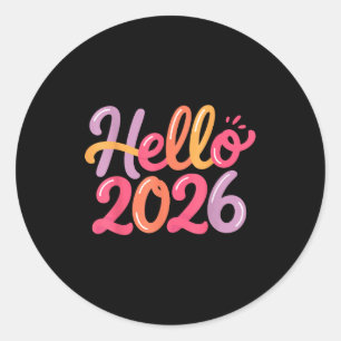 Adesivo Olá Celebração do Ano Novo 2026 Divertida Colorida