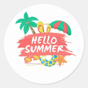 Adesivo Olá Design de Praia de Verão   Ilustração de Féria