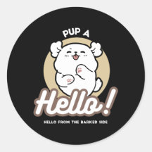 Olá do Lado Barrado - Design de Cachorro Bonito