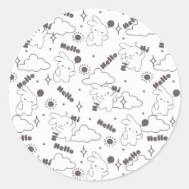 Adesivo Olá, é o tempo de coelhinhos com a linha dupla de