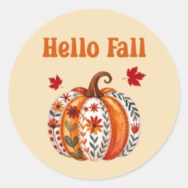 Adesivo Olá Fall Pumpkin Leaf