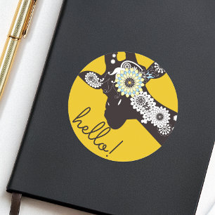 Adesivo Olá! - Girafa Amarela Funky Legal de Paisley