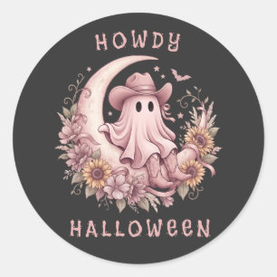 Adesivo Olá Halloween Fantasma Western na Lua