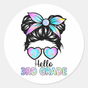 Adesivo Olá Menina de Cabelo Desgrenhado do 3º Ano Camisa