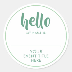 Adesivo OLÁ, MEU NOME É - Evento Verde Mint Personalizad